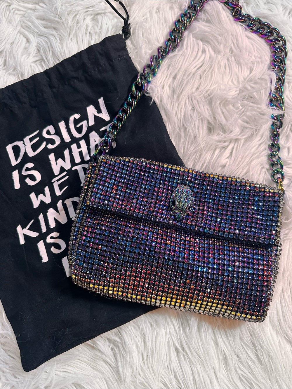Kurt Geiger • Iridescent Glass Crystal Small Party Bag - Picture 12 of 17